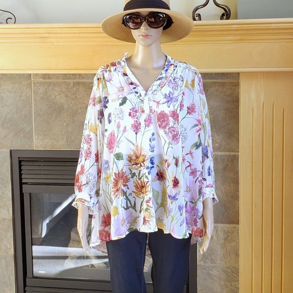 eShakti, Floral loose fitting long sleeve blouse - Picture 13 of 15